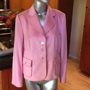 Escada Pink Cashmere Blazer Whipstitch Details